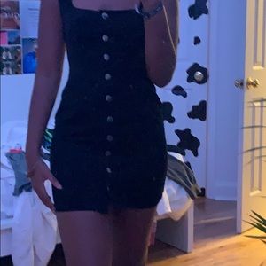 corduroy button up black dress